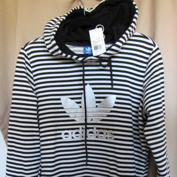 Adidas Women Hoodie, Sz.M,Cotton. White/Black,SweatShirts - Picture 2 of 7